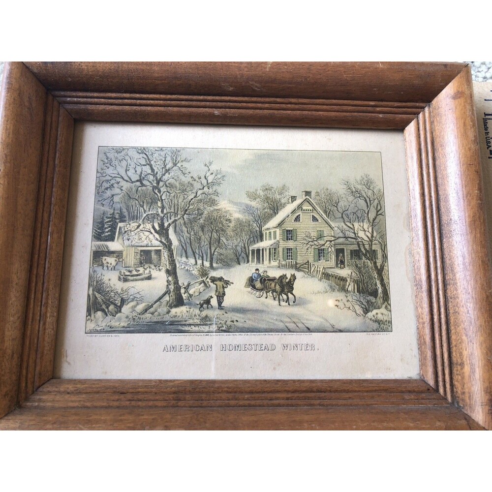 Vintage Currier & Ives painting art American Homestead”